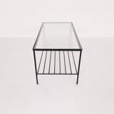 Mid-century modern minimalistic metal and glass coffee table