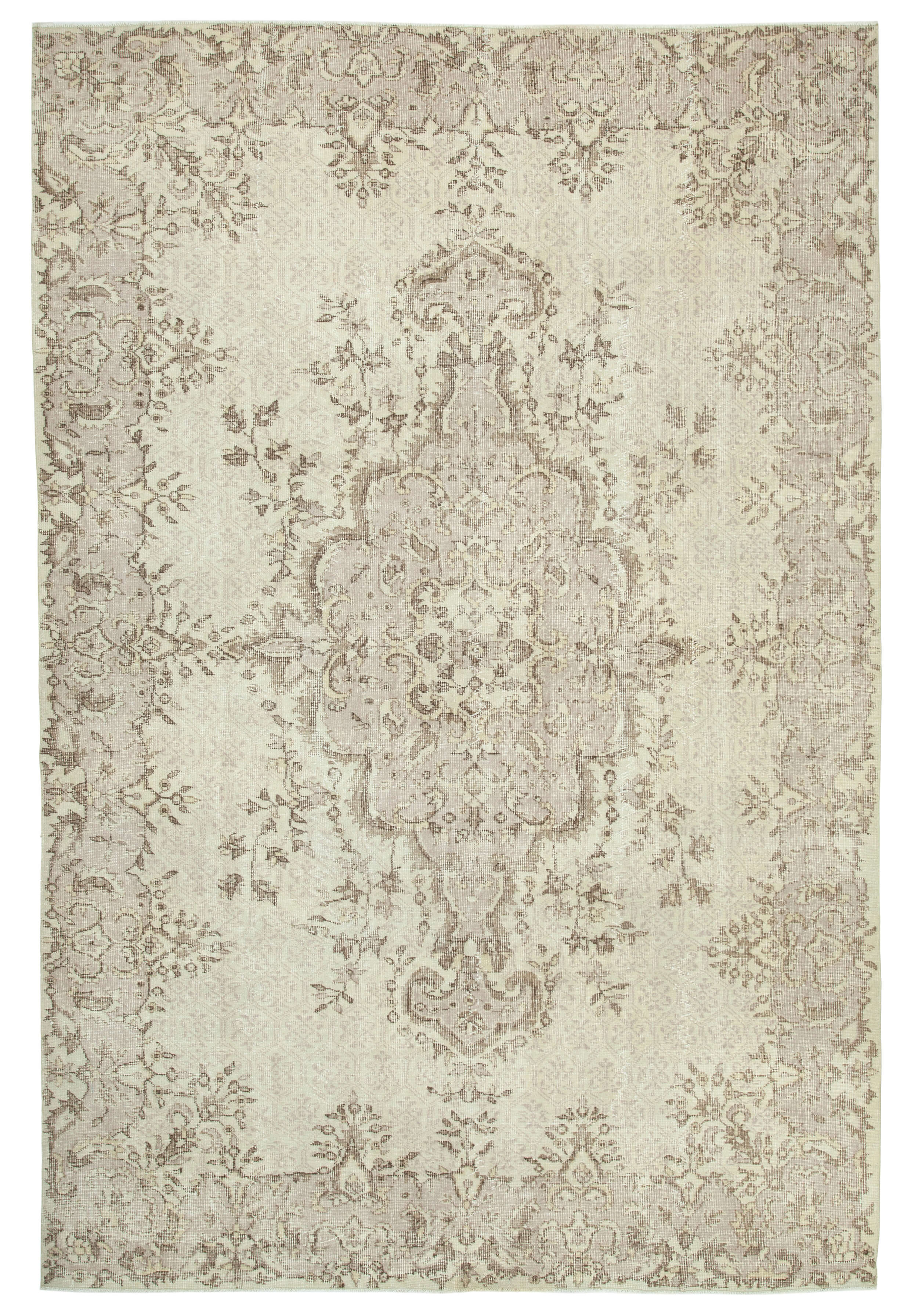 Hand-Knotted Unique Turkish Beige Rug 206 cm x 314 cm