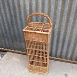 Vintage wicker bar basket bottle holder
