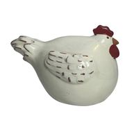 Decoration, large white ceramic hen by Alessi, 20th century