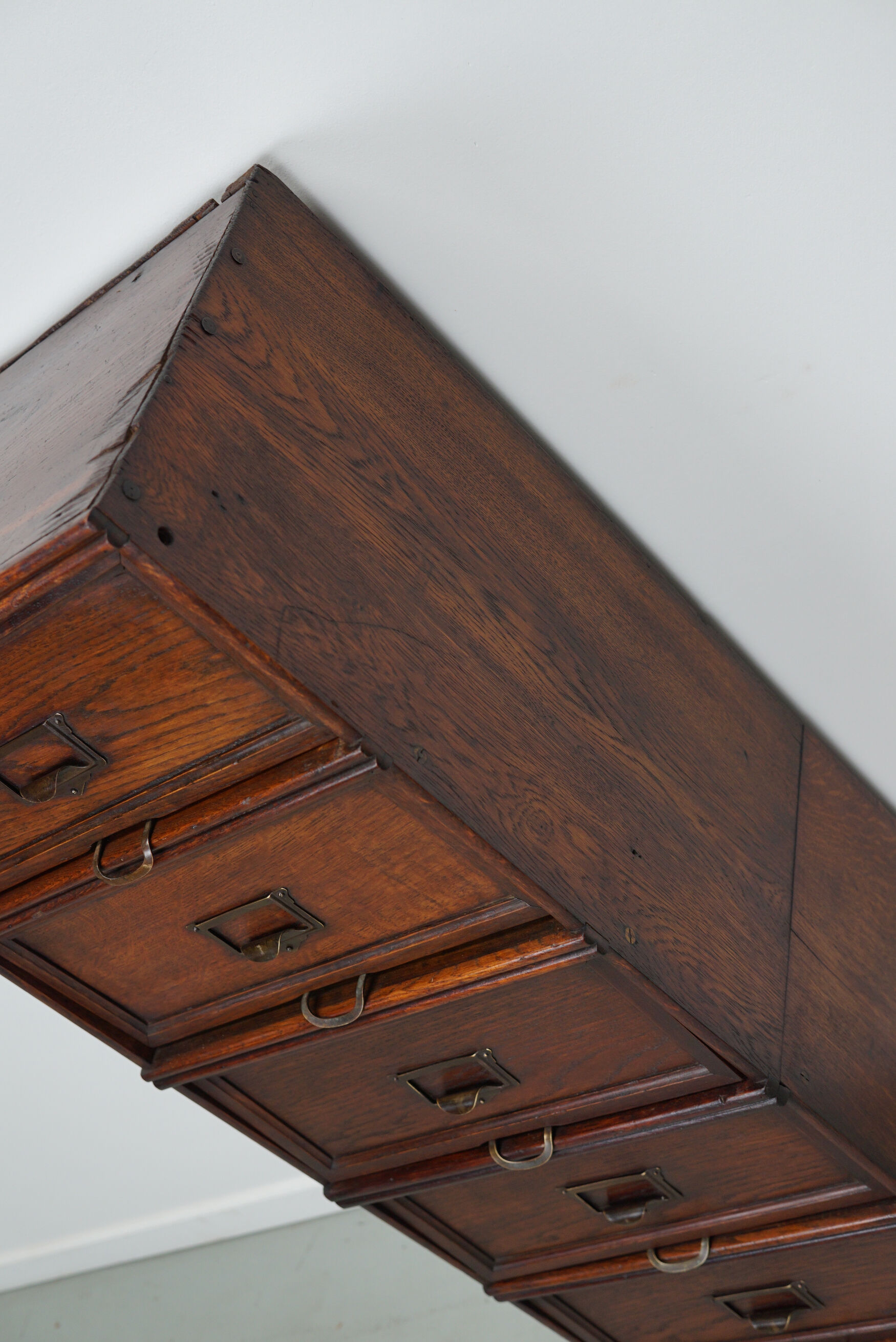 Belgian oak apothecary / filing cabinet folding doors, 1920/30s