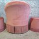 Set of crapaud armchair and 2 Napoleon III pink velvet poufs from the 19th century.