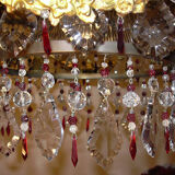 Vintage gilded cascading crystal chandelier