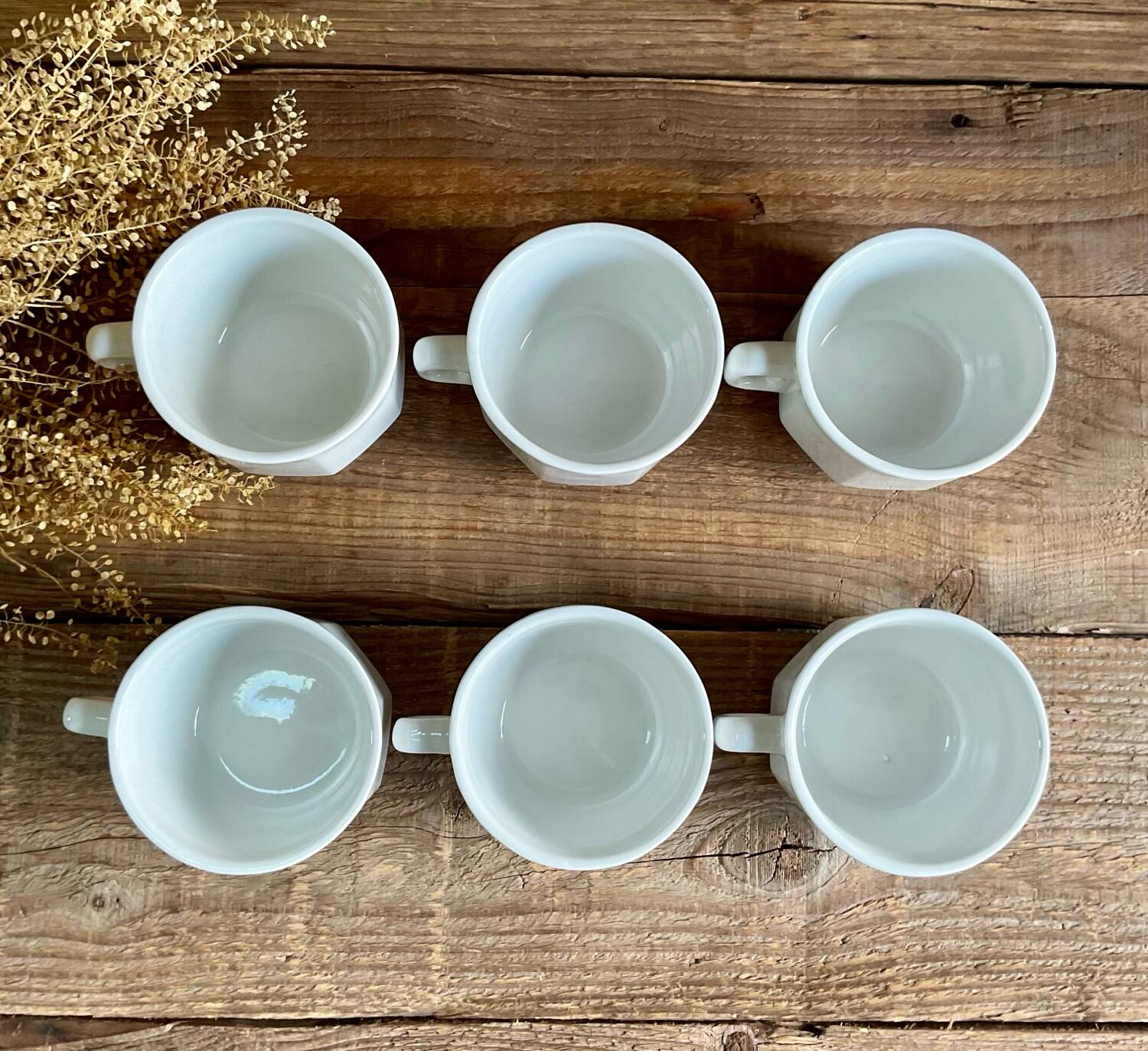 6 large octagonal cups sarreguemines france