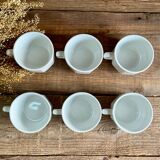 6 large octagonal cups sarreguemines france