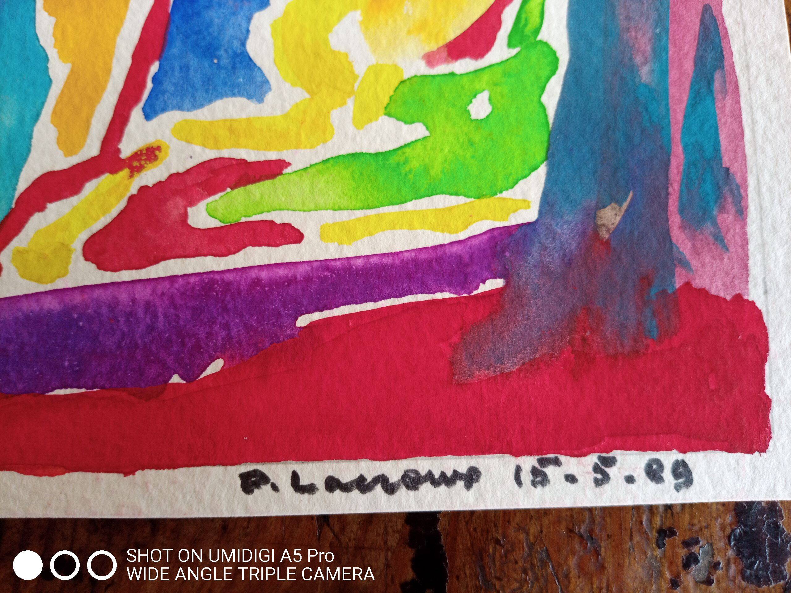 Gouache on paper from 1989, Pierre Lacroux (1909-1993)