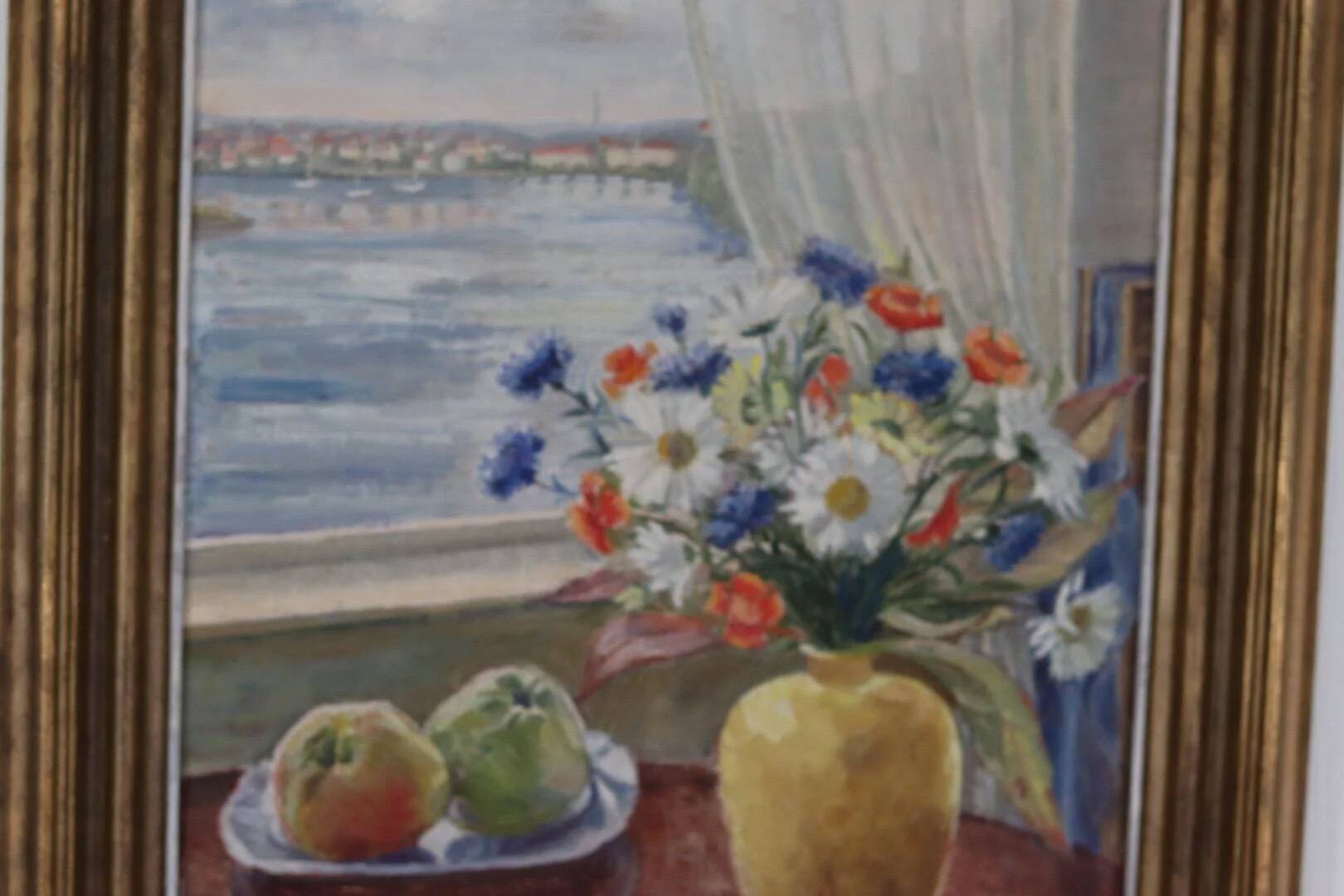 Nature morte avec vue par la fenêtre, par Gerhard Larsson, 1953
