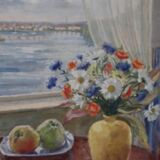 Nature morte avec vue par la fenêtre, par Gerhard Larsson, 1953