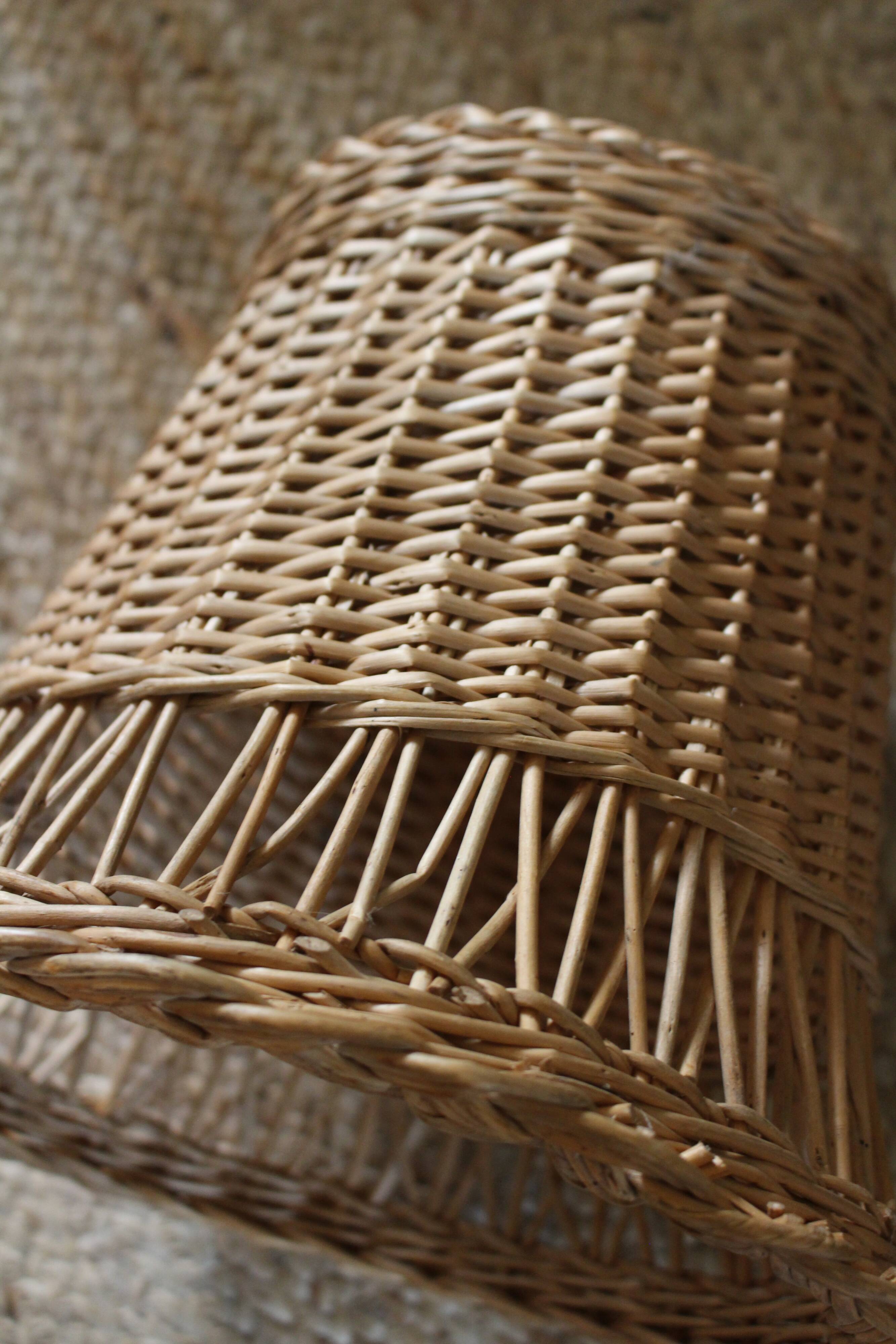 Vintage wicker willow paper bin