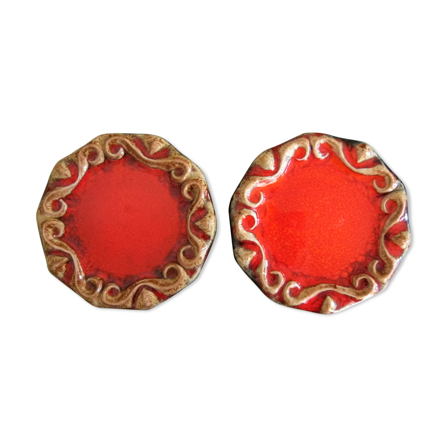 Coasters for bottles or glasses, vintage Vallauris ceramics