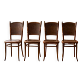 Set of four bentwood chairs by Jacob & Josef Kohn, embossed seats, mid-20th century, 40 × 49 × 95 cm