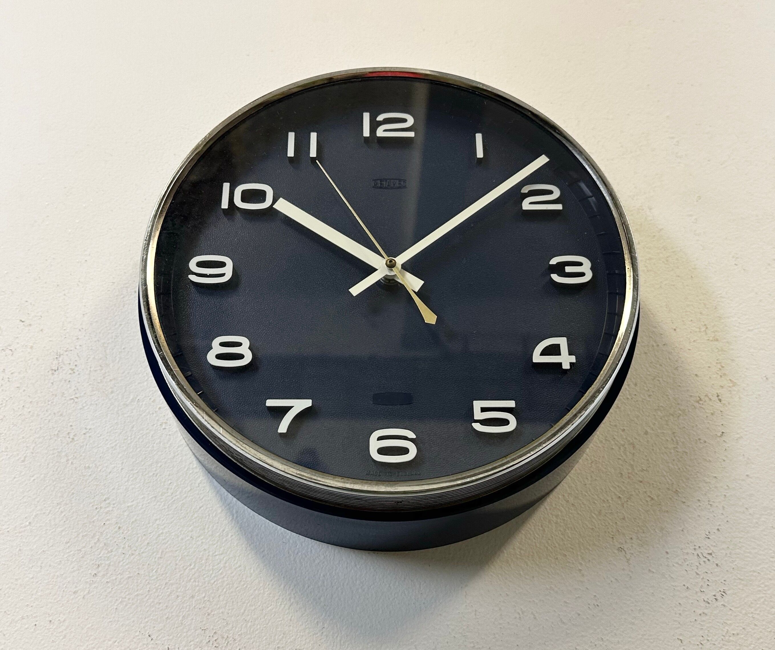 Vintage Blue Bakelite Electric Wall Clock from Metamec, 1970s