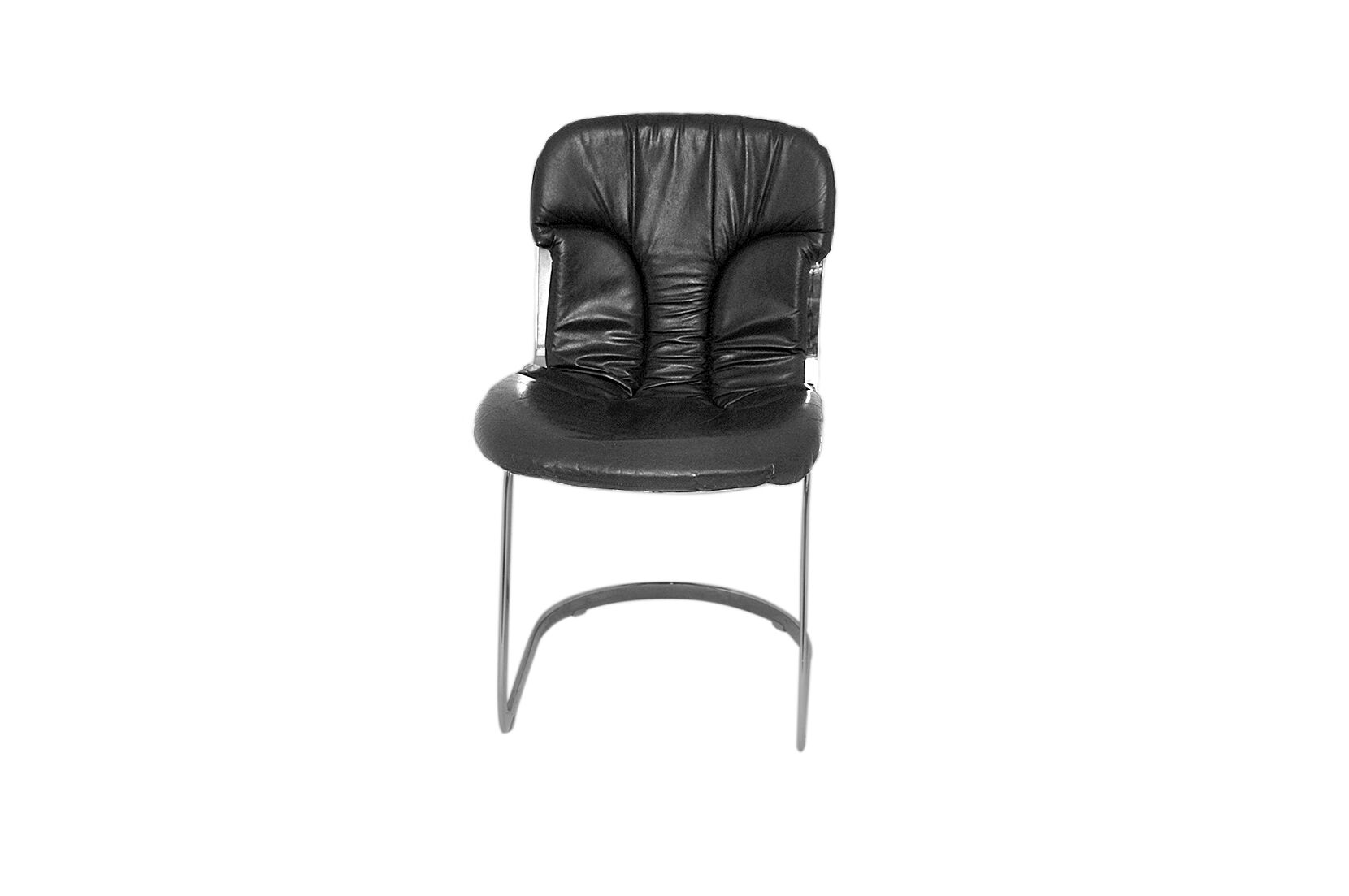 Set of 4 chrome metal and leather chairs