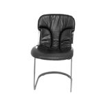 Set of 4 chrome metal and leather chairs