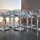 8 coupes à champagne en verre gravé, Art Déco