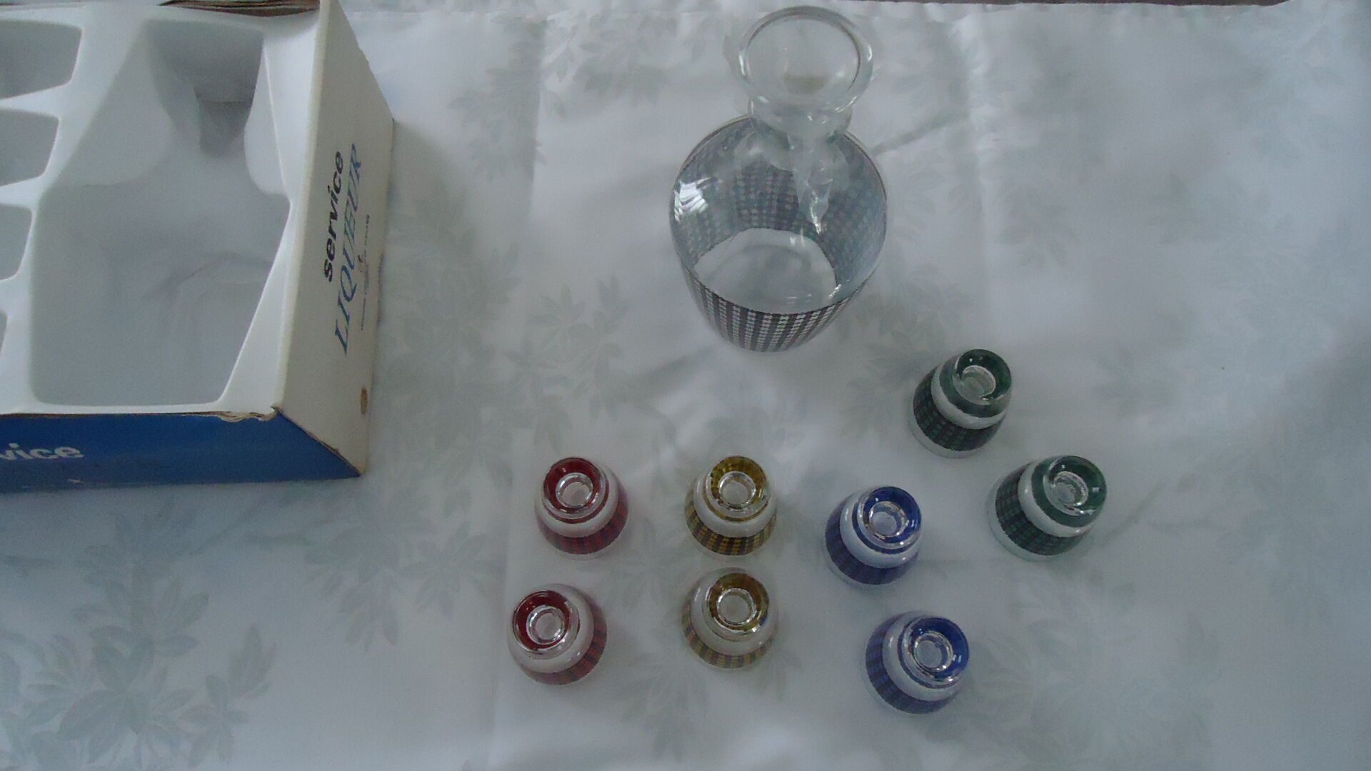 Vintage crystal arque liqueur service