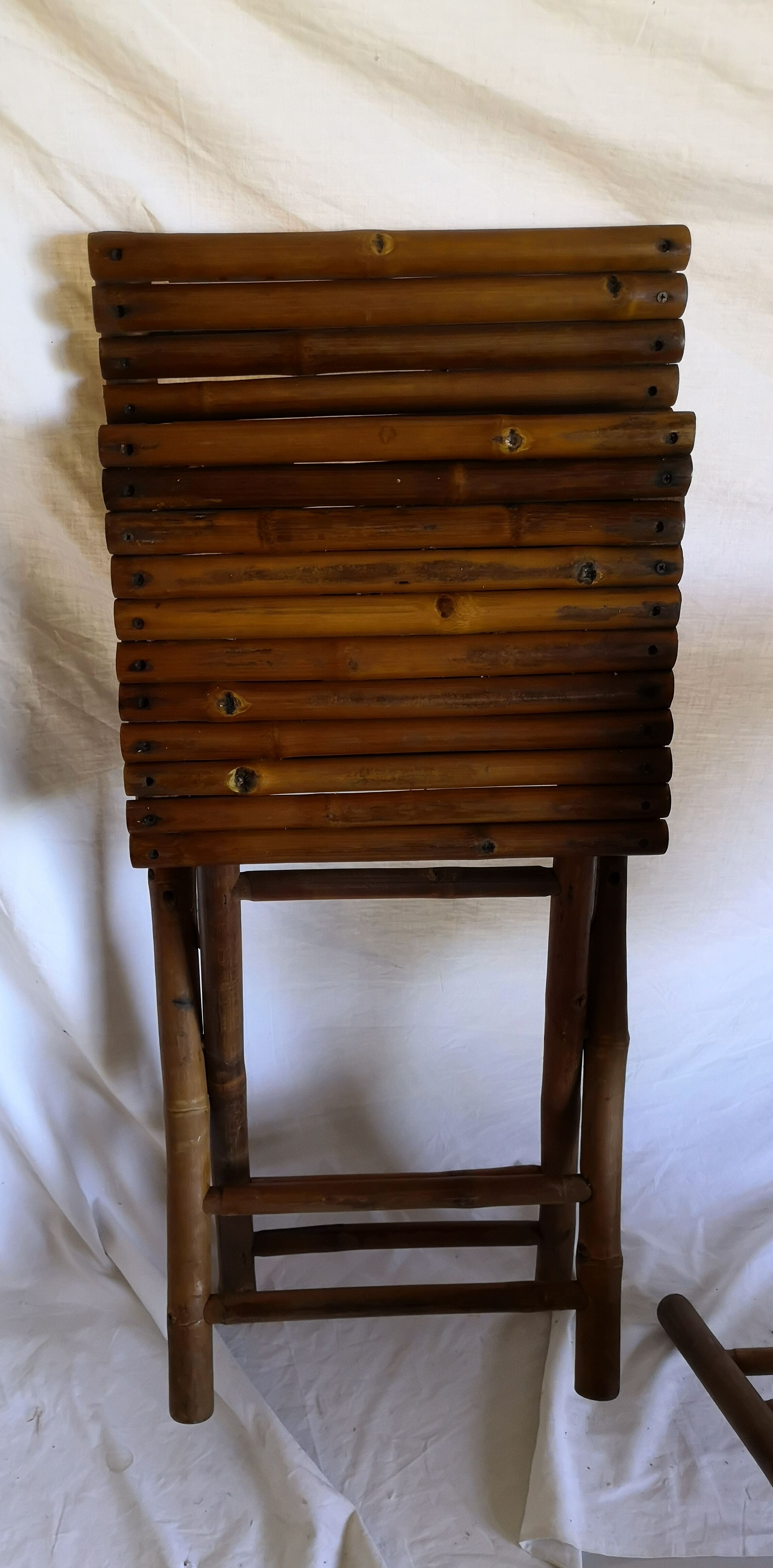 Duo of folding chairs in vintage bamboo 70s