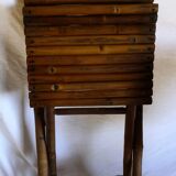 Duo of folding chairs in vintage bamboo 70s