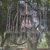 Italian waterfall chandelier with murano drops c1970
