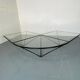 Table Basse Moderniste Furtive en Acier et Verre, Italie, années 1980