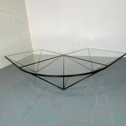 Table Basse Moderniste Furtive en Acier et Verre, Italie, années 1980