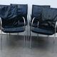 Set of 4 armchairs with chrome base and leather vintage design 1980