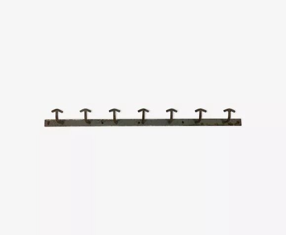 Industrial wall coat rack 7 handcrafted metal hooks