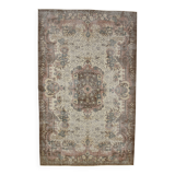 vintage madellion wool rug, Beige Brown Wool rug 6x10 large carpet