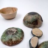 Set of "Green" decorative ceramics "Fond d'Atelier" - N.Lebrun - Belgium 1970s