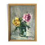 Table oil on canvas "The Roses" by Laurent