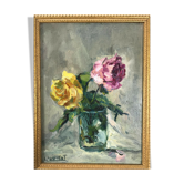Table oil on canvas "The Roses" by Laurent