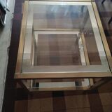 Side coffee table doree glass style Hollywood regency