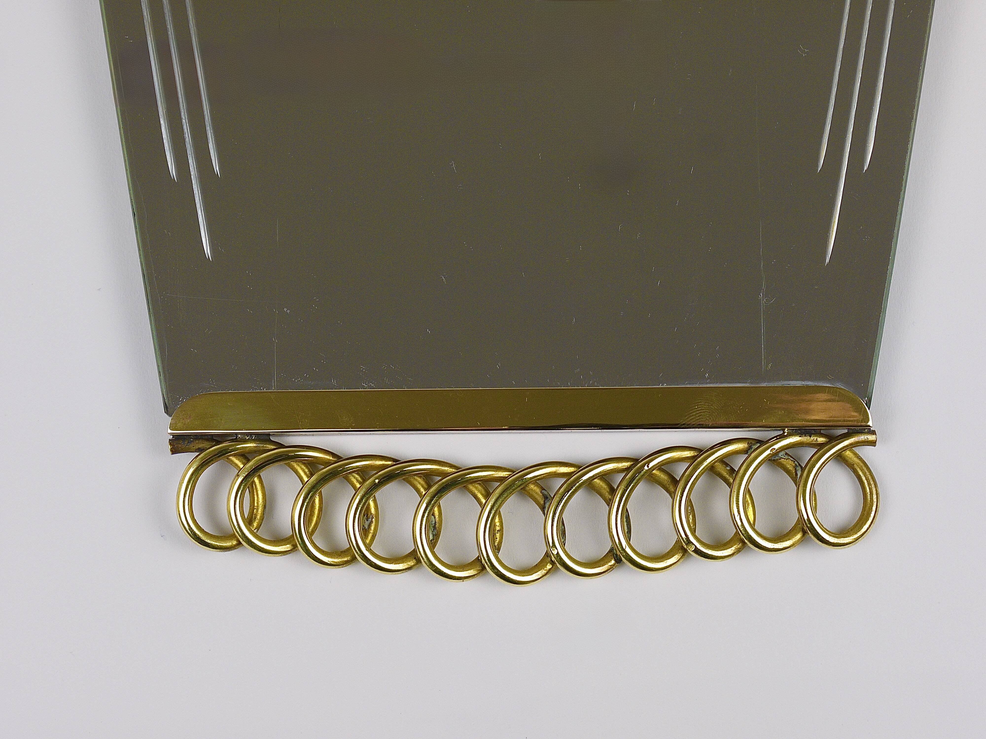 Josef Frank Attr. Mid-Century Brass Loop Wall Mirror, Austria, 1950s