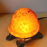 Glass and brass turtle lamp