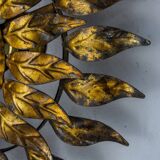 Sun wall lamp by ferro arte, metal and gold leaf, Spain, 1960