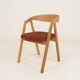 Set of 6 Dining Chairs – Natural Oak & Terracota Upholstery