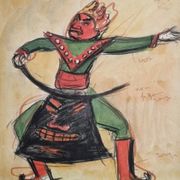 Pastel original signé de Jean Target – Danse masquée au Tibet, 30 x 40 cm