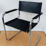 Leather and chrome armchair from the 70s/80s