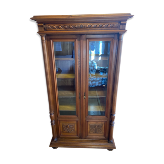 Walnut showcase, beveled glasses