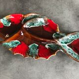 Vallauris compartmentalized dish fish shape polychrome ceramic 47 cm