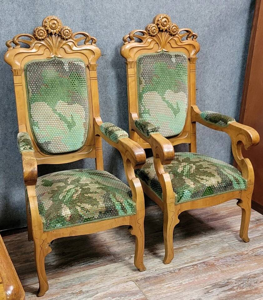 Pair of Art Nouveau armchairs