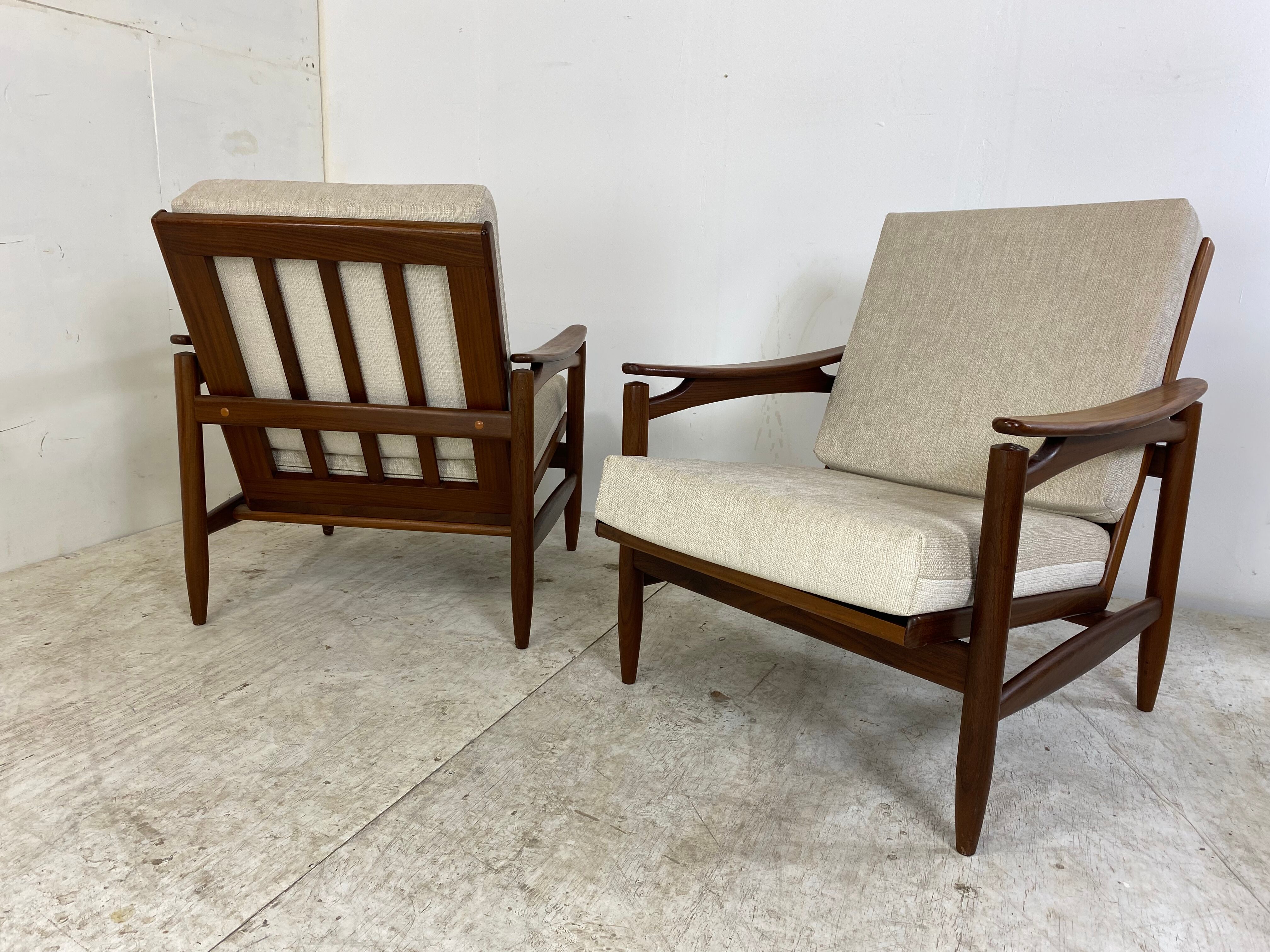 Vintage Danish Style Teak Mid-Century Set of 2 Chairs, 1950s