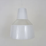 Vintage industrial suspension in glass and metal rod, factory, workshop, garage. Year 50