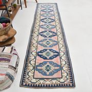 3x10 Pink & Blue Oushak Runner Rug 80x325Cm SK 22171