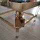 Square coffee table, lucite, brass and glass, Hollywood Regency