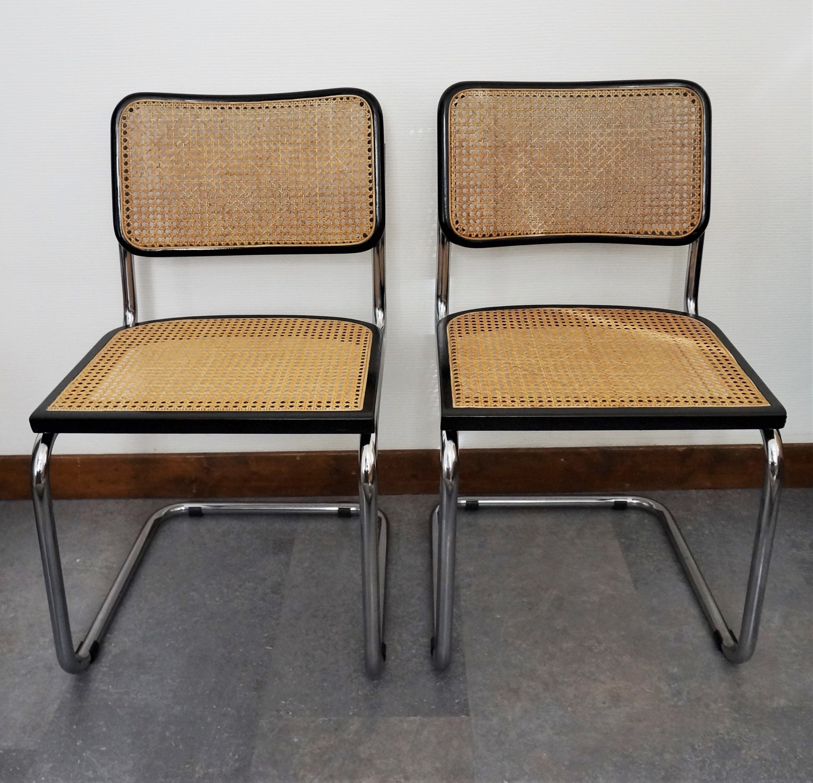 Pair of chairs canned, model b32 by Marcel Breuer