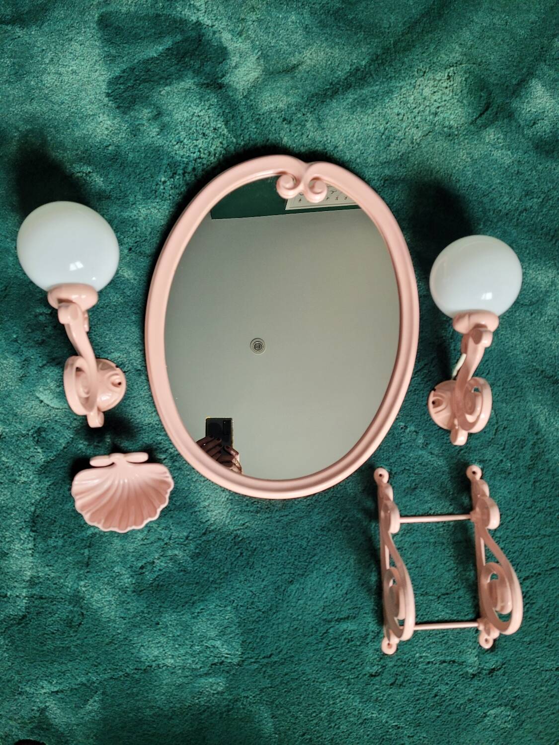 Pink Cast Iron Bathroom Set