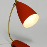 Rare Cosack Mid Century table lamp with red fine wrinkle finish and brass n