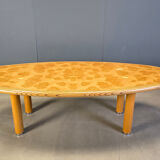 XXL dining table in burl and elm wood, 1980s