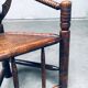 Brutalist Carved Oak Tripod Monk Chair, Sweden, 1930s